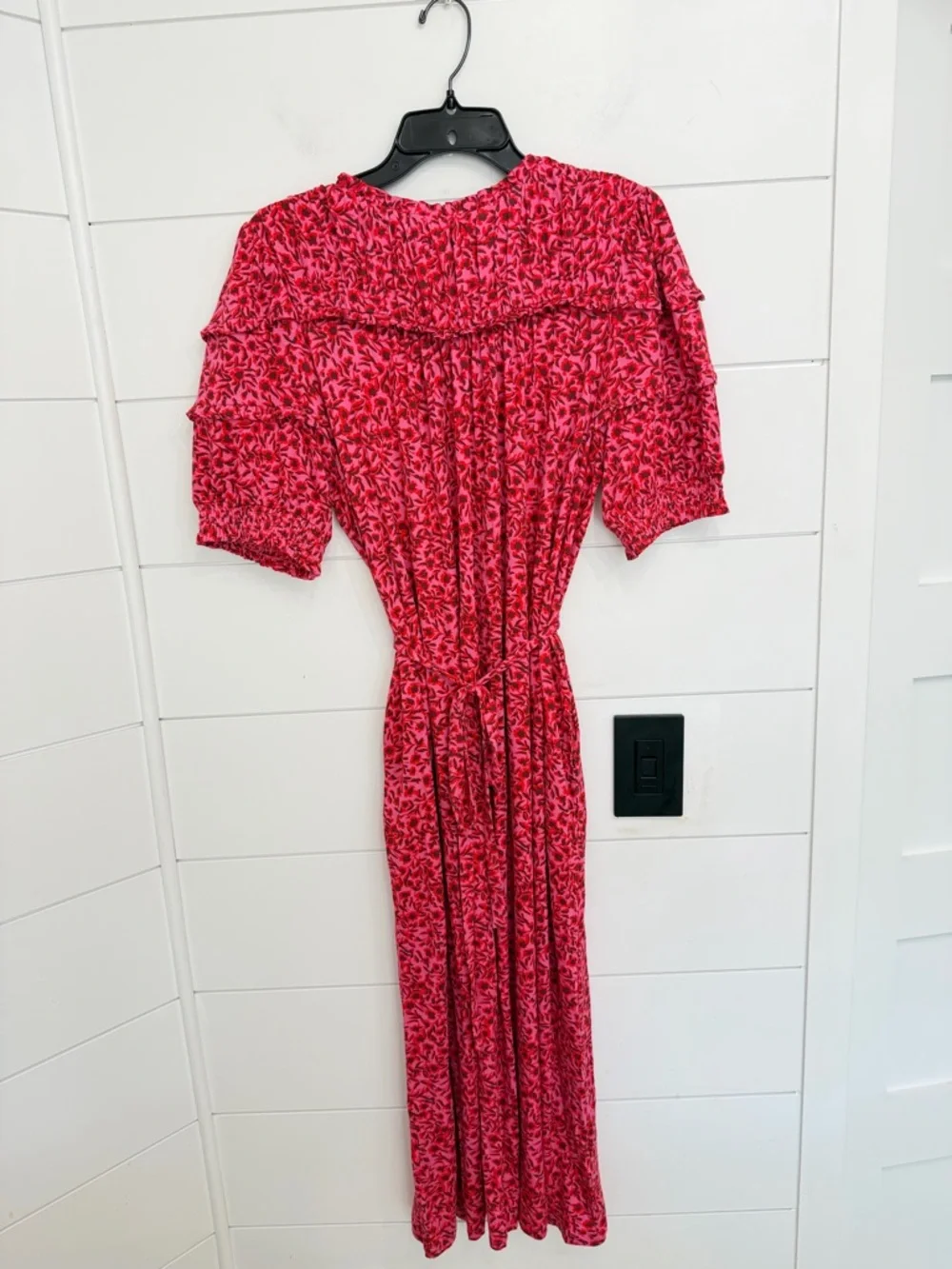 Boden pink floral ruched Yoke Detail Jersey Midi Dress Size 10R 36413 - Picture 5 of 14